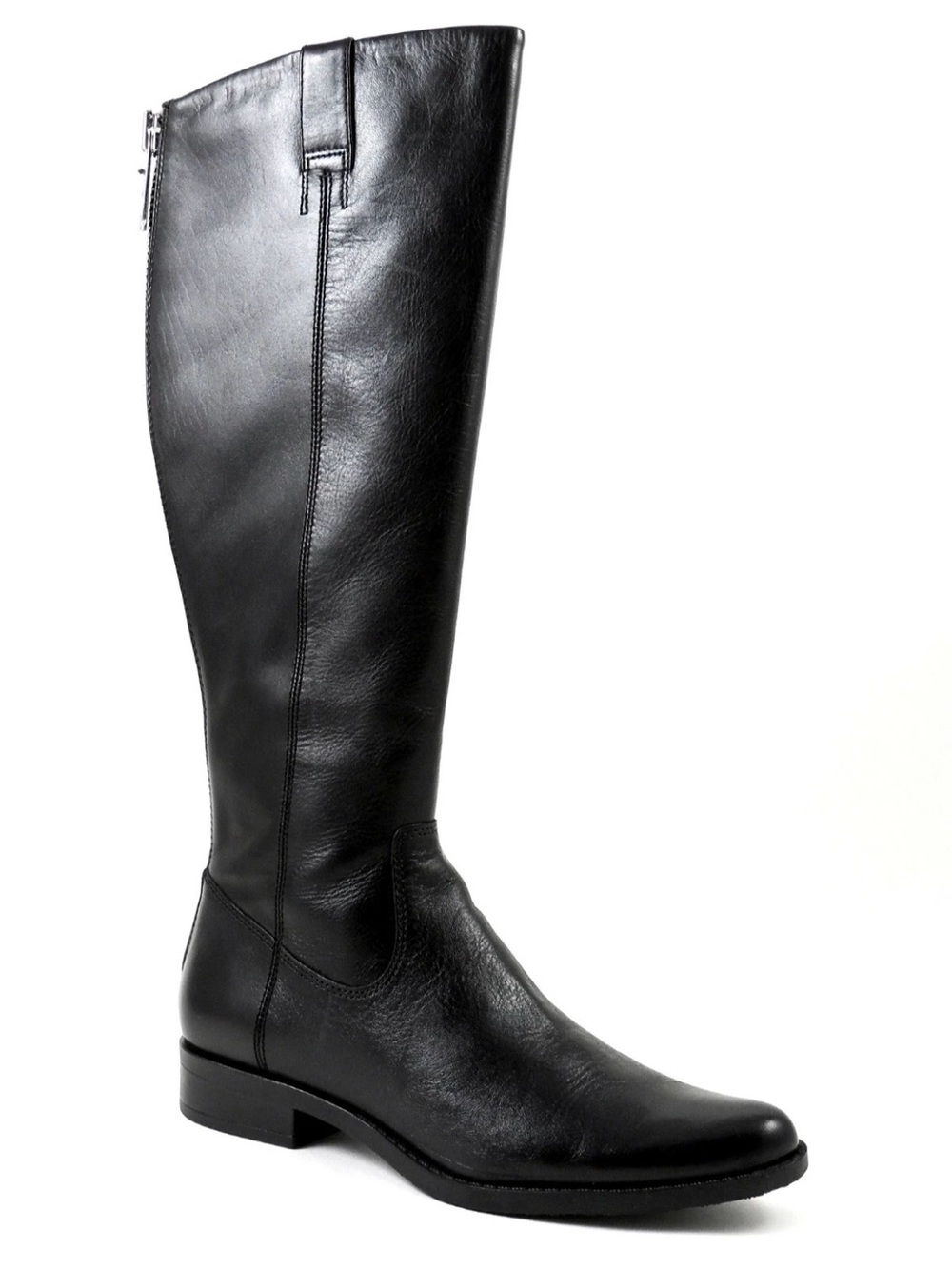 Calvin Klein Classic Knee-High Leather Riding Boots - Black